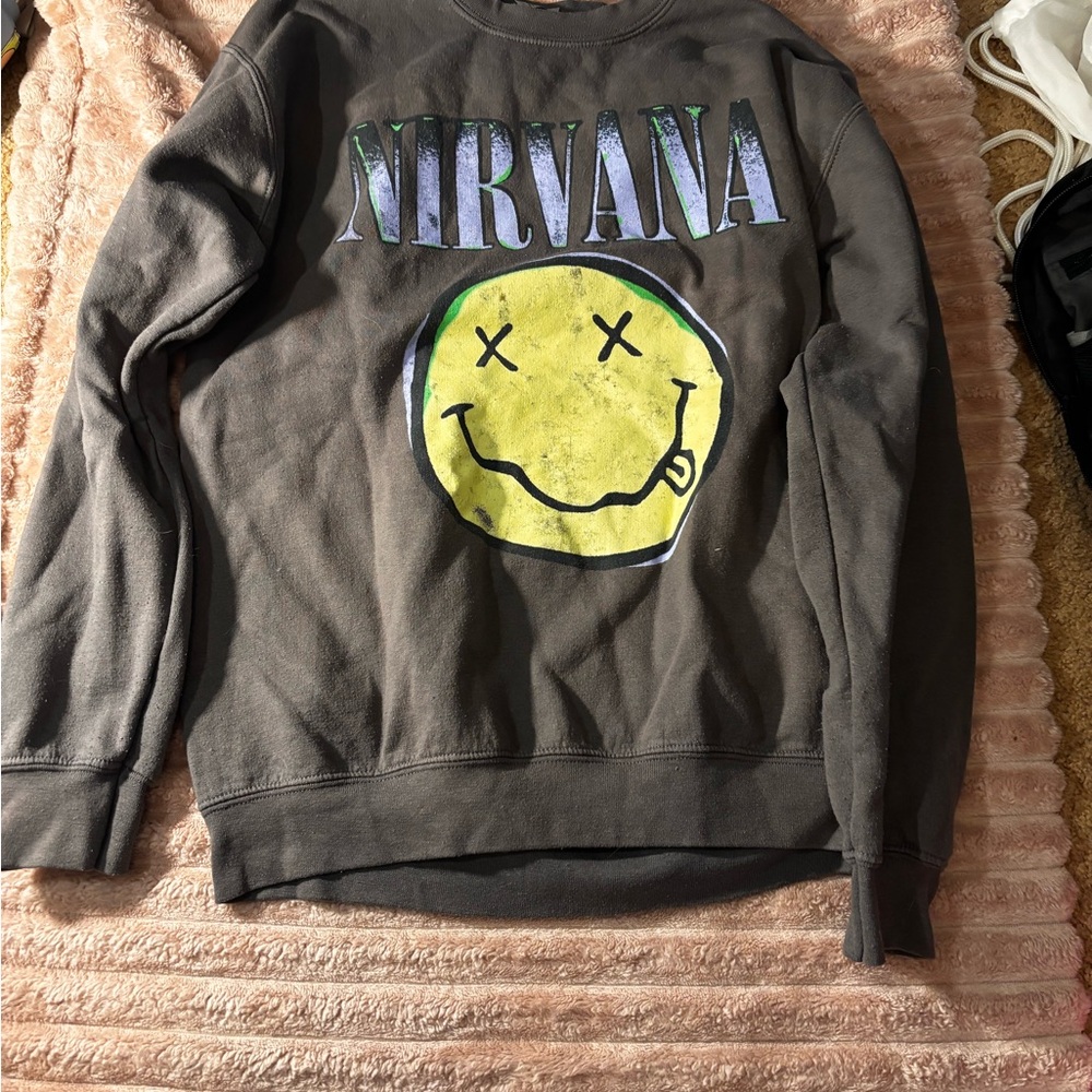 NIRVANA Gray Crewneck Sweater Iconic Design